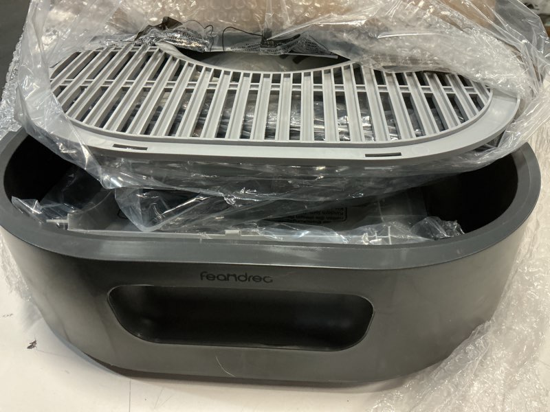 Condition photo showing As Is for Feandrea Cat Litter Box with Lid, XL Enclosed Litter Box with Slide-Out Tray, Scoop, Brush, Anti-Tracking, for Cats of Different Sizes, Dove Gray and Slat Gray UPPT002B01 21.3"L x 16.9"W x 15.7"H Dove Gray + Slat Gray