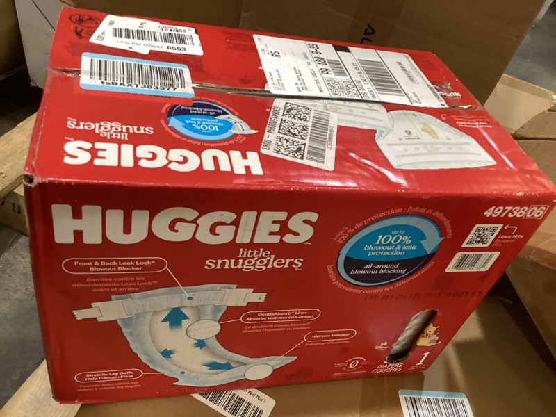 Condition photo showing Good Condition for huggies size 1 diapers, little snugglers baby diapers, size 1 (8-14 lbs), 96 count, packaging may vary size 1 96