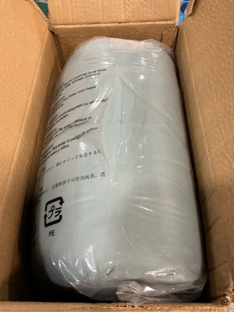 Condition photo showing New/Like New for Amazon Basics Soft, Lightweight Queen Size Comforter Sets, All-Season Down-Alternative 3-Piece Bedding Set, Pinch Pleat Design, Full/Queen Size, Spa Blue Spa Blue Full/Queen