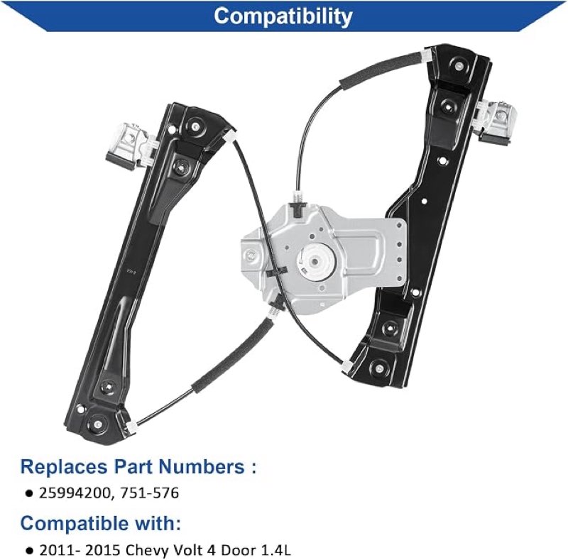 obaee front right passenger side power window regulator without motor, replacement for chevrolet/chevy volt 2011 2012 2013 2014 2015/ replace 25994200