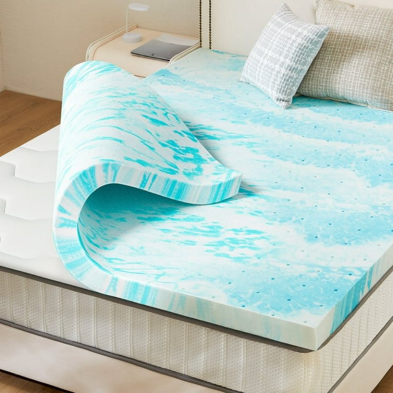 edx 3 inch cool gel memory foam mattress topper twin xl size bed, comfort body support & pressure relief, certipur-us certified