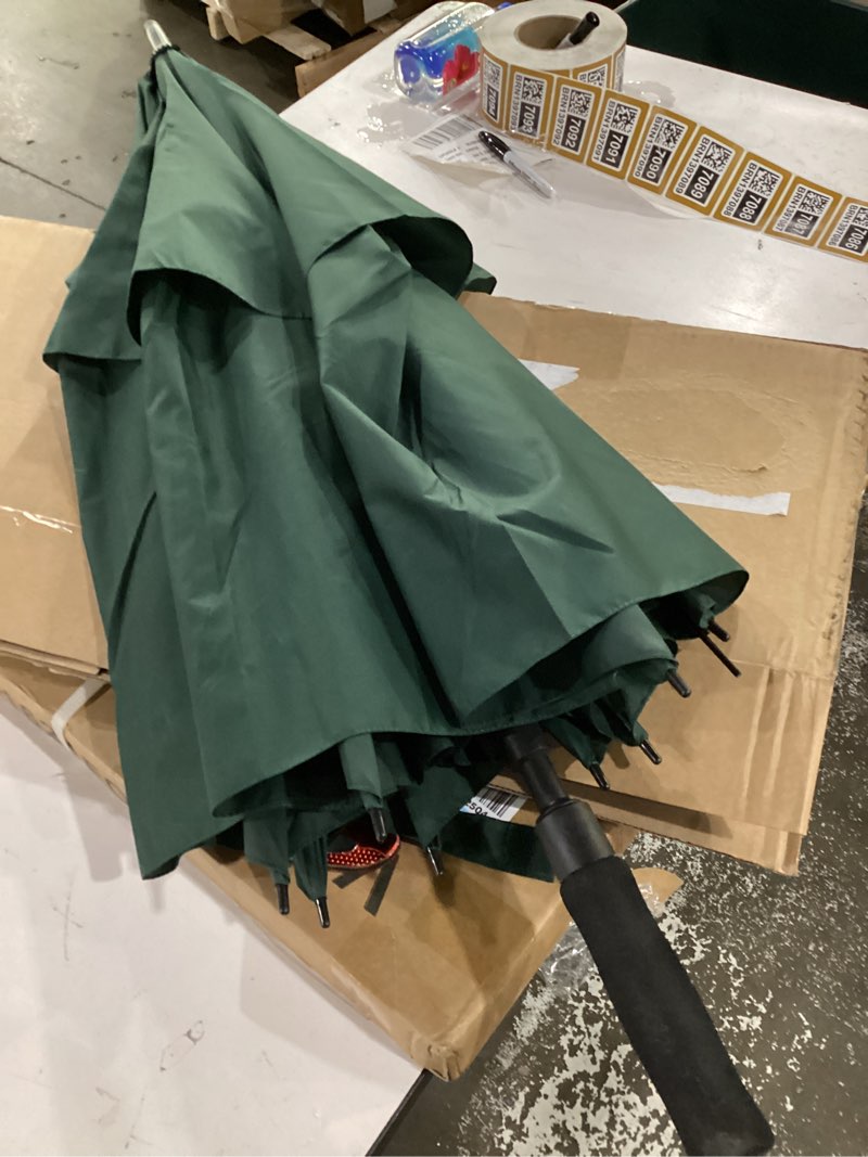 Condition photo showing As Is for golf umbrella large 54/62/68/72 inch, extra large oversize double canopy vented windproof waterproof umbrella, automatic open golf umbrella for men and women and family. alpine green 62 inch