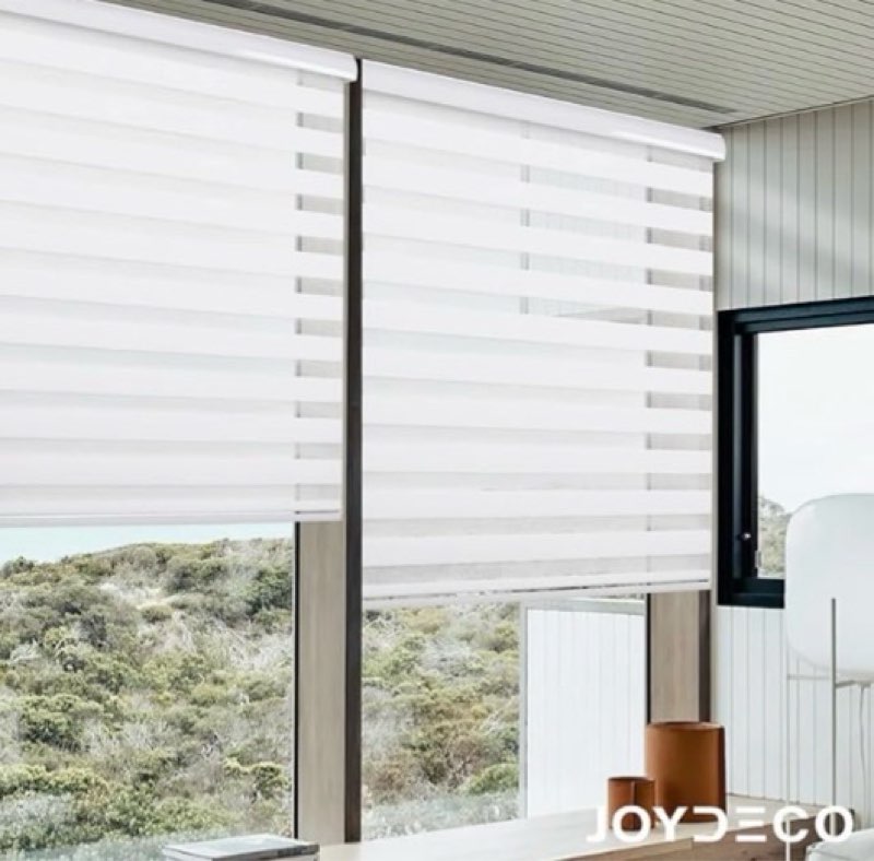 COLOR MAY VARY. Joydeco Cordless Zebra Blinds for Windows, Privacy Light Filtering Dual Layer White Sheer Roller Shades for Home Office Bedroom, 34\\\" W×72\\\"