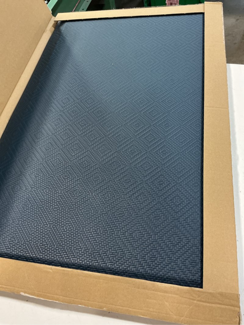 Condition photo showing Good Condition for ophanie kitchen mats for floor, 3/4 inch thick, 20x32 anti fatigue cushioned mat, kitchen rugs, waterproof, comfort ergonomic standing mat for office, home, sink, blue non-slip ridged bottom blue 32"l x 20"w x 0.8"th