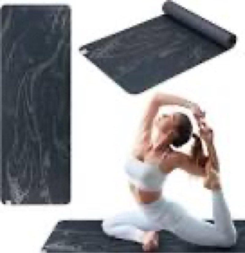 gaiam dry-grip yoga mat - 5mm thick non-slip exercise & fitness mat for standard or hot yoga, pilates and floor workouts - cushioned support, non-slip coat - 68 x 24 inches marbled