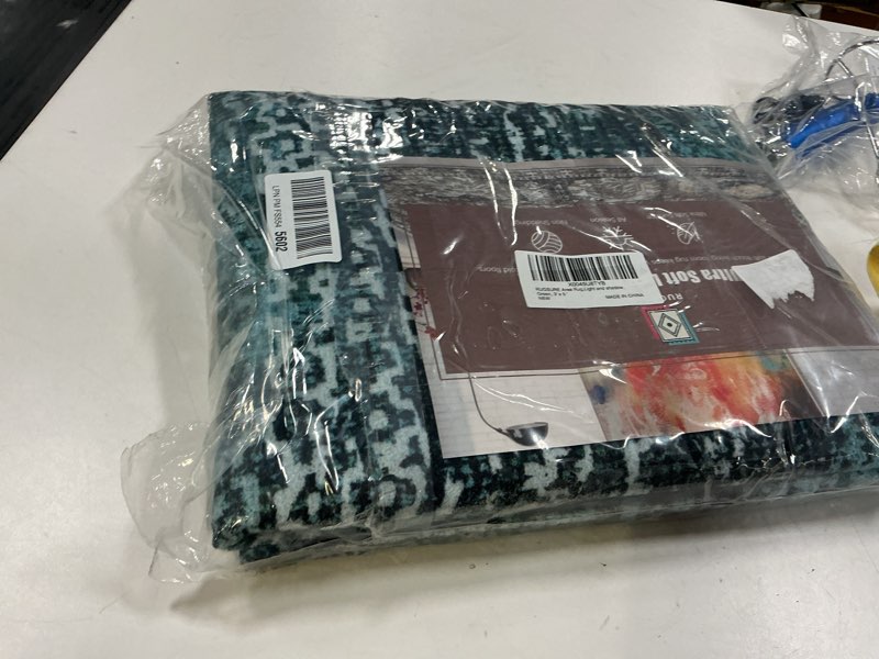 Condition photo showing Good Condition for RUGSURE Washable Area Rug - 1/6 Thick - Stain & Water Resistant Non-Slip - Resistant Rug for Living Room, Bedroom, Nursery, Pet & Child Friendly, Vintage Charm Area Rugs (Green, 3' x 5 ') Depth-green 3' x 5' (Rectangular)