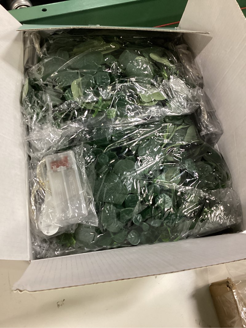 Condition photo showing Good Condition for Dolicer 6 Packs 6FT Artificial Eucalyptus Garland with LED Light String, Faux Greenery Garland Hanging Fake Silver Dollar Eucalyptus Leaves Vines for Wedding Backdrop Arch Table Wall Party Home Decor Grey Green With Light 6 Packs