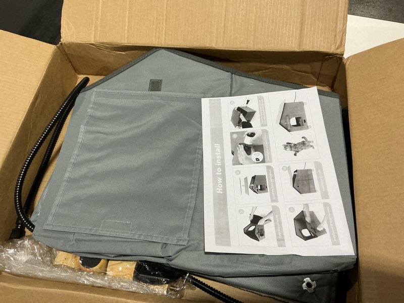 Condition photo showing Good Condition for large heated cat house for outside,elevated clawsable cats house with cats heating pad outdoor winter,weatherproof warm feral cat shelter with safe escape door for for multiple pets 19.7 x 13.4 x 18.1 in grey