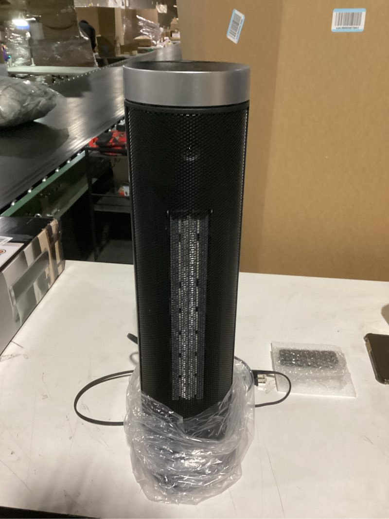 Condition photo showing As Is for Space Heater for Indoor Use with Remote - 70° Oscillating Tower Electric Heater, 24 Inchs, 12H Timer, 1500W Quiet PTC Ceramic Heating with Thermostat, Fast Safety Heat for Office, Home, Bedroom