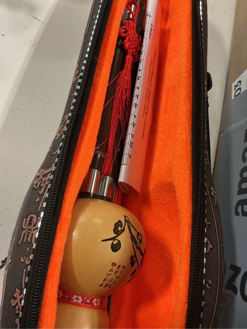 Condition photo showing Good Condition for bB Key - 3 Tone Hulusi Handmade Chinese Yunnan Purple Bamboo Professional Cucurbit Flute Yunnan Zizhu Hulusi Chinese Musical Instrument Suitable for Students Beginners Aldults B Flat Key