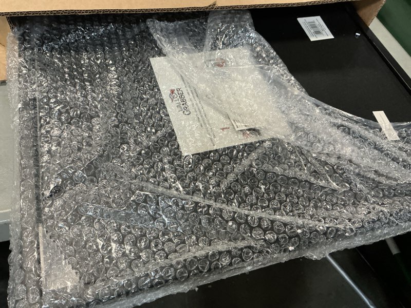 Condition photo showing As Is for Gallery Solutions - Size 14"x18" Double Airfloat Mat Picture Frame - Sleek Black/White Design for Wall Mounting - Rectangular Wall Mount - Poster Frame - Lightweight Wall Frame Black / White 14x18 Matted To 11x14