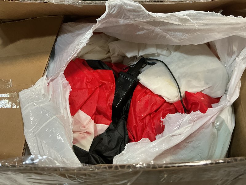 Condition photo showing As Is for Alupssuc 8 FT Christmas Inflatable Outdoor Decorations with LED Christmas Countdown Clock, Snowman Santa and Gingerbread Man, Lighted Blow Up Lawn Yard Clearance for Indoor Xmas Holiday Party Decor Infltable countdown 8ft