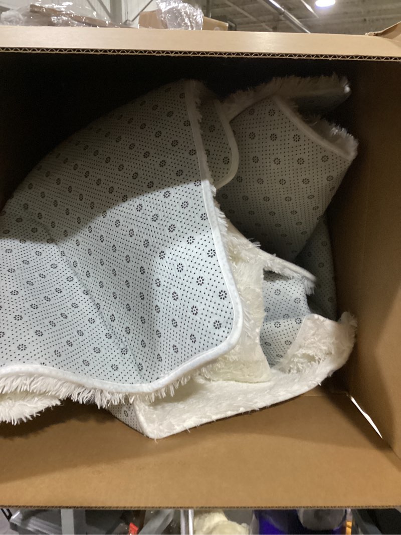 Condition photo showing As Is for (similar to )ophanie 7x9 area rugs, upgrade non-slip fluffy soft rugs for living room, large shag ivory fuzzy plush rug, shaggy big carpets for bedroom, kids boys girls dorm nursery home decor aesthetic 2- ivory rectangular 7' x 9' (rectangular)