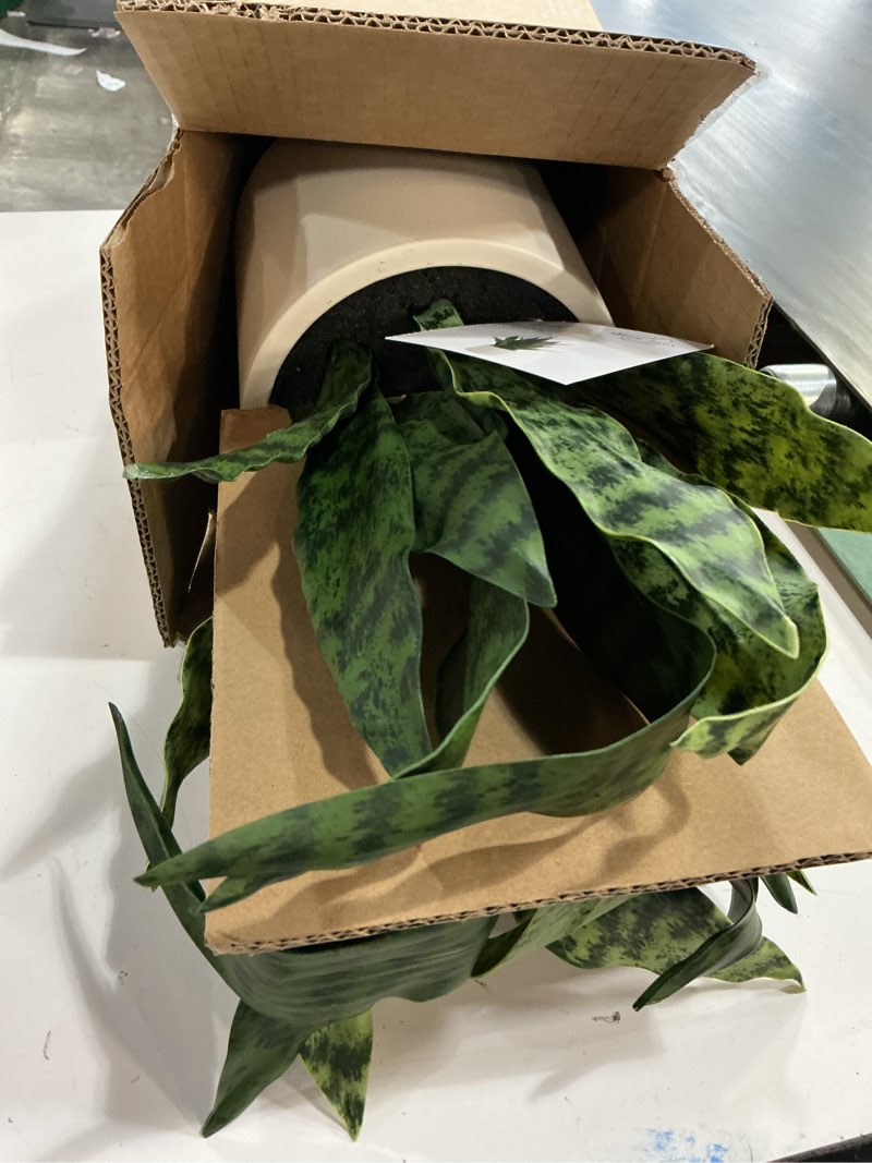 Condition photo showing New/Like New for artificial sansevieria plant fake snake plant in plastic pot, 22" tall real touch fakes plants for home decor indoor, lifelike succulent like plant for office bedroom living room-green