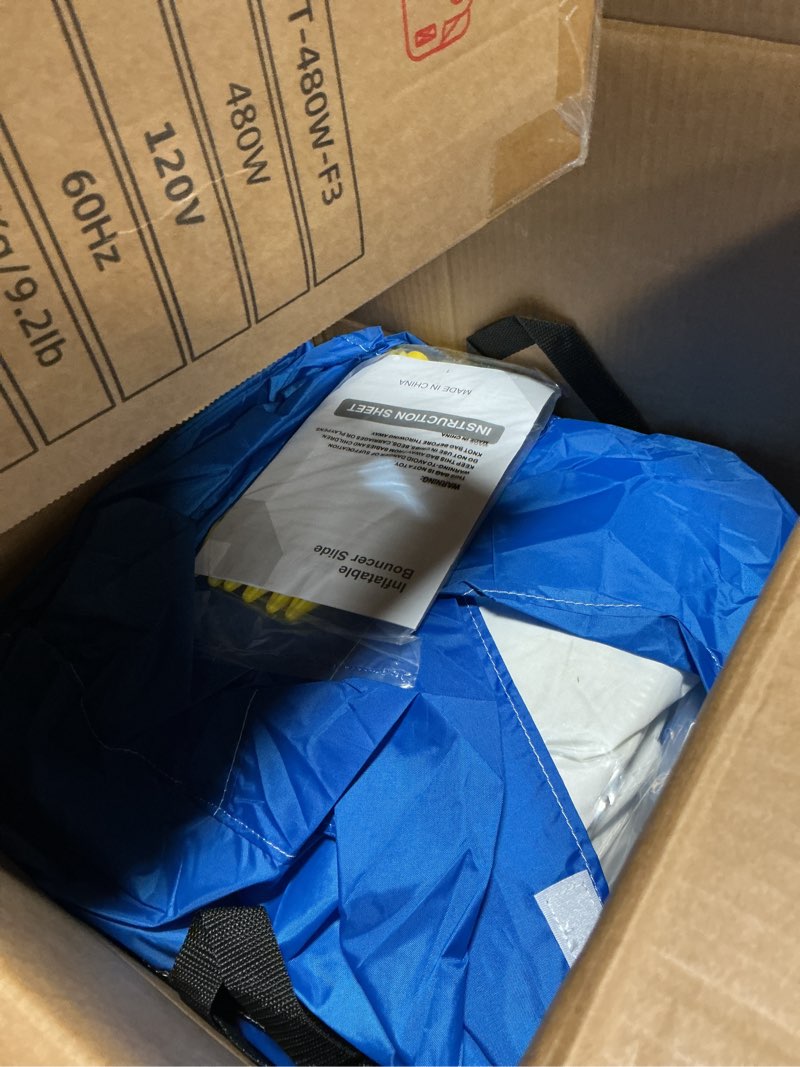 Condition photo showing New/Like New for ilink-outer white bounce house for big kids 8-12 and adult indoor outdoor large bouncy castle theme with slide and air blower 133.86 x 96.46 x 74.02 inch big playhouse for party 12ft