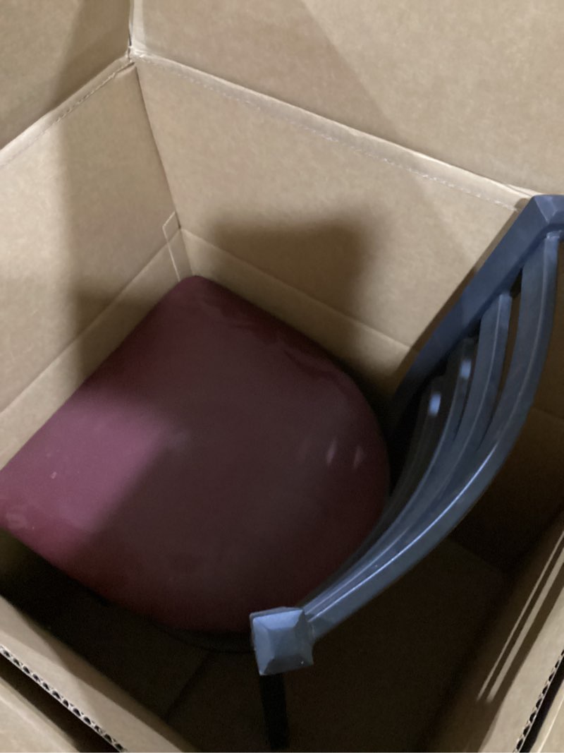 Condition photo showing As Is for Flash Furniture HERCULES Series Black Ladder Back Metal Restaurant Chair - Burgundy Vinyl Seat Black;Burgundy Set of 1