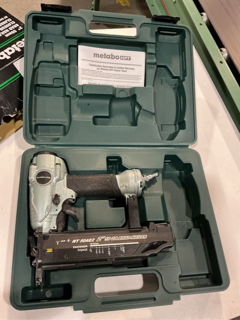 Condition photo showing As Is for metabo hpt 2-in 18 -gauge pneumatic straight brad nailer