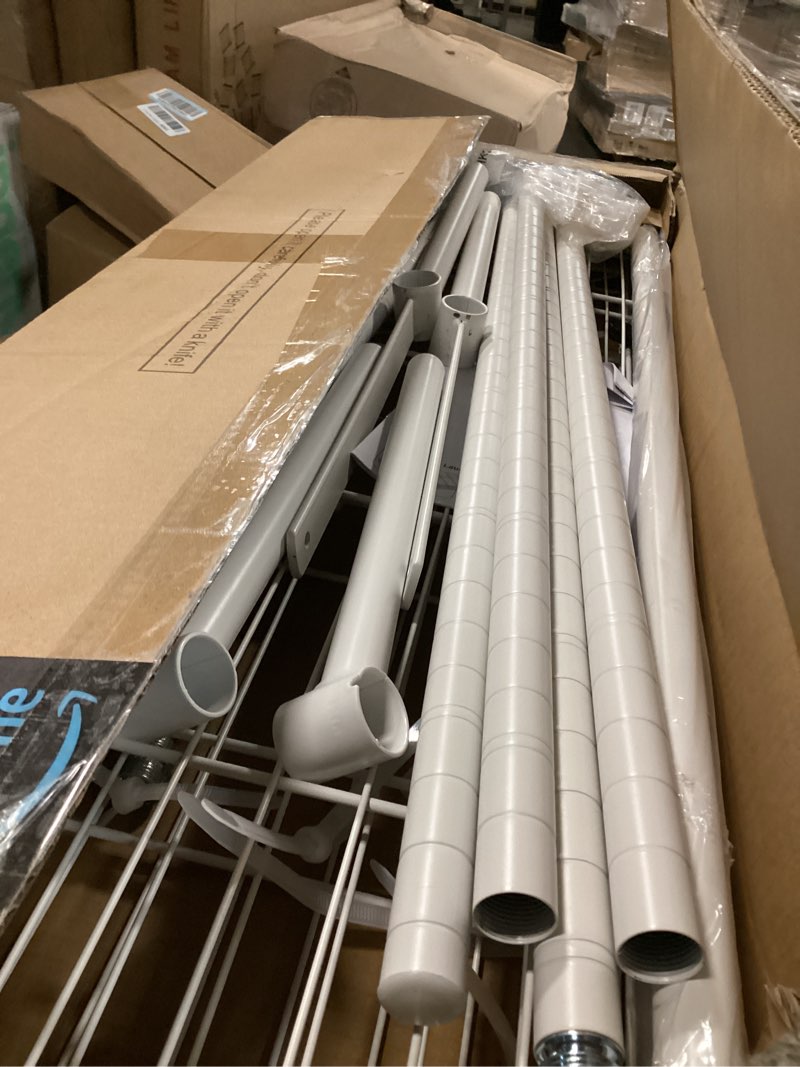 Condition photo showing Good Condition for ulifhome u17 wall-mounted over the washer dryer shelves without moving machines, laundry room rack with adjustable shelves and hanger rod, 35" w x 22" d x 86.2" h, holds 352 lbs, white