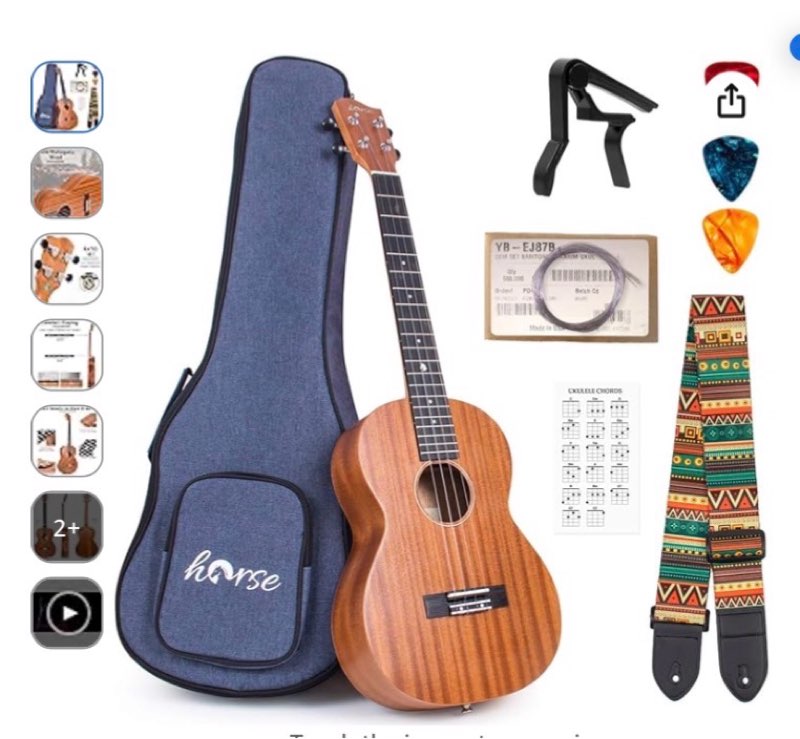 Baritone Ukulele, 30 Inch Professional Musical Instrument Ukelele for Adults Horse Uke Beginner Kit W/Gig Bag Strap OEM Strings Hawaiian Guitar Ukalalee Yukalalee Ukalele Yukelele
