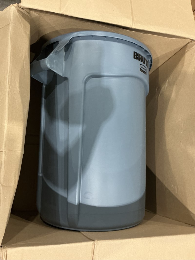Condition photo showing Good Condition for rubbermaid commercial products brute heavy-duty round trash/garbage can with venting channels, 32-gallon, gray, wastebasket for home/garage/bathroom/outdoor/driveway gray 32 gallon