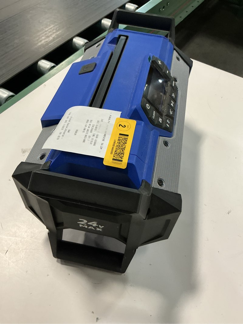 Condition photo showing As Is for Kobalt 24-volt Water Resistant Cordless Bluetooth Jobsite radio 