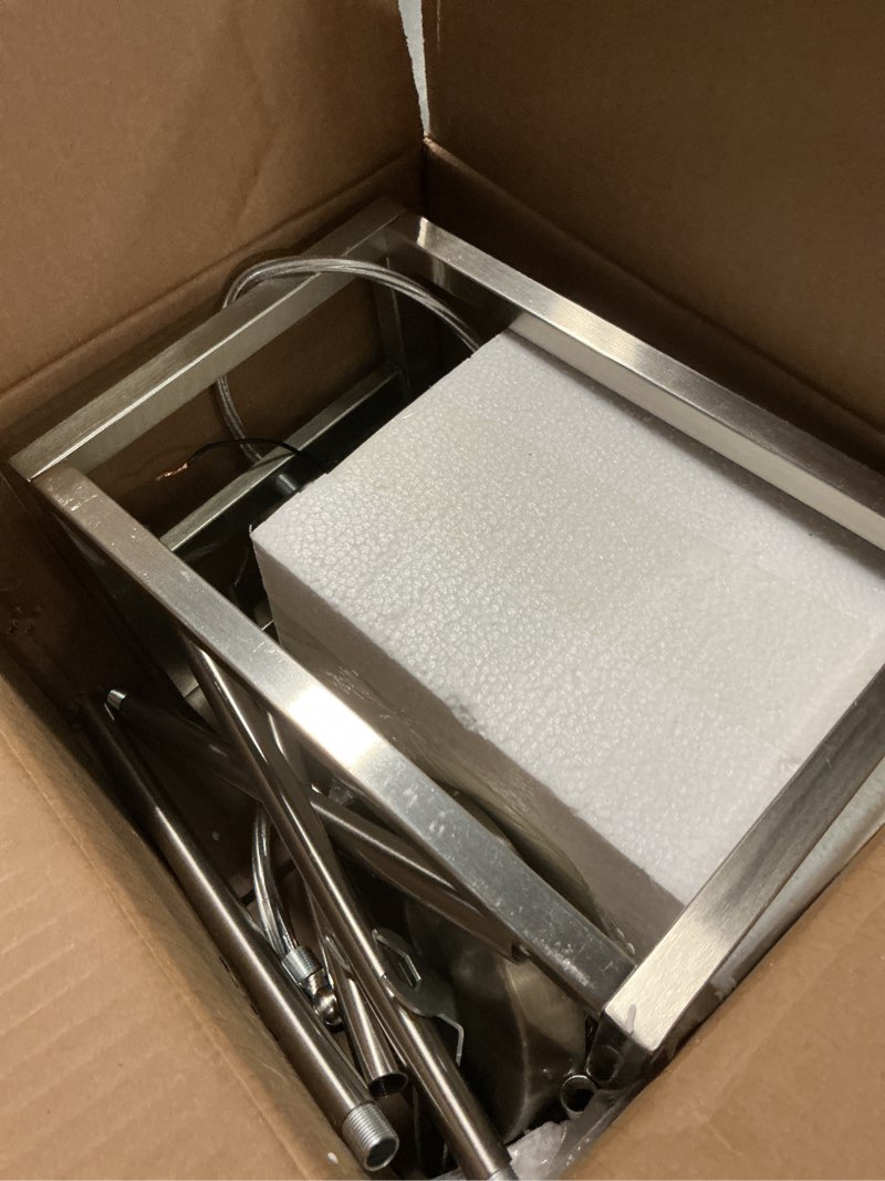 Condition photo showing As Is for VINLUZ One Light Chandeliers Fixture Brushed Nickel Modern Pendant Kitchen Lighting with Clear Glass Shade Dining Room Lighting Fixtures Hanging Contemporary Lamp Semi Flush Mount Ceiling Lights Brushed Nickel 1 Light