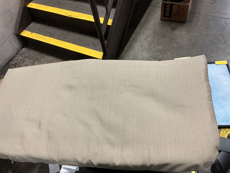 Condition photo showing As Is for ratings & reviews for style selections lola 18-in x 40-in neutral patio bench cushion