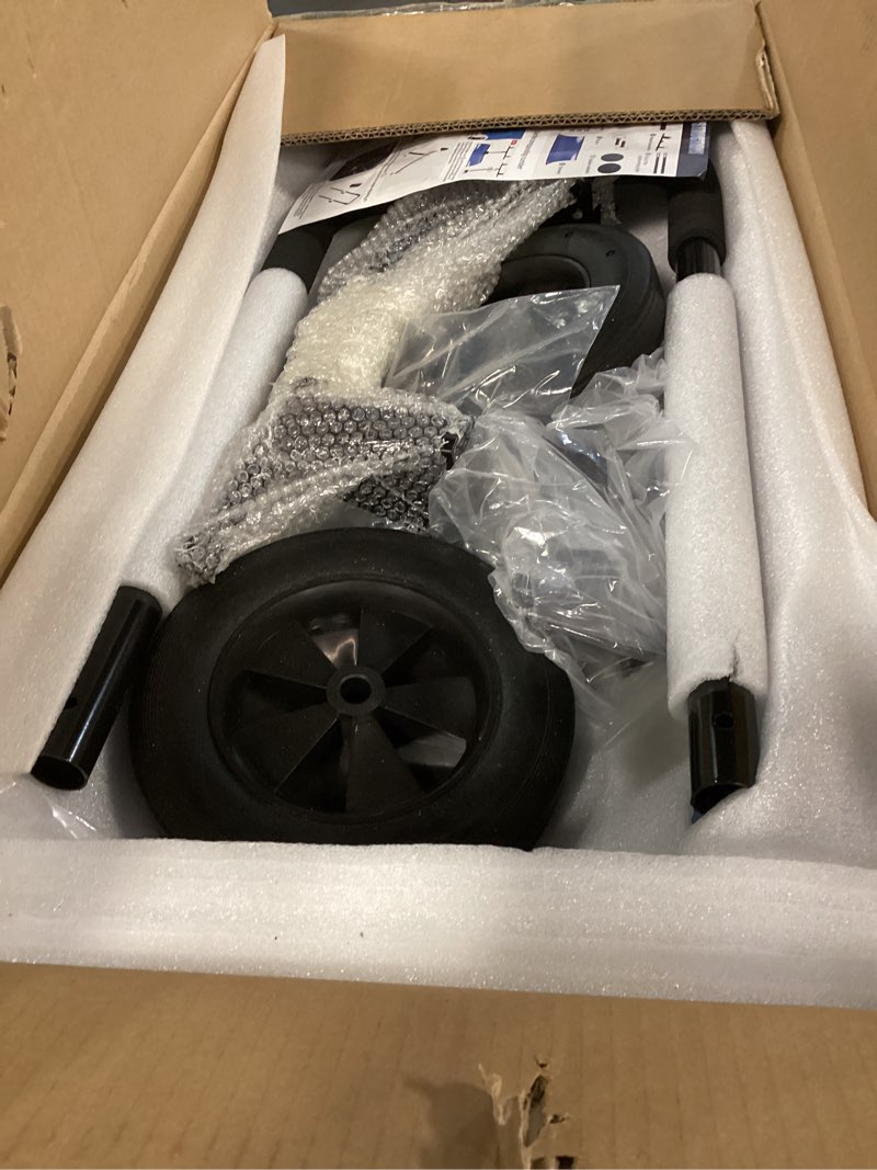 Condition photo showing Good Condition for Snow Shovel Pusher, 29.13-inch Metal Snow Pusher with Wheels for Driveway, Adjustable Angle and Height Snow Pusher Shovel for Sidewalks, or Parking Lots