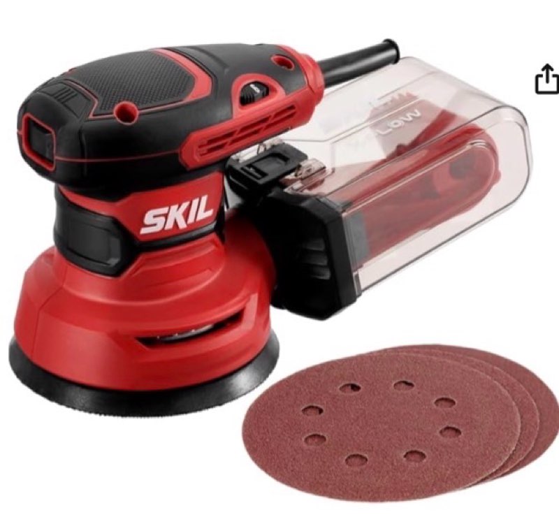 skil 5” random orbital sander with cyclonic dust box & 3pc sanding sheet - sr211601, multicolor