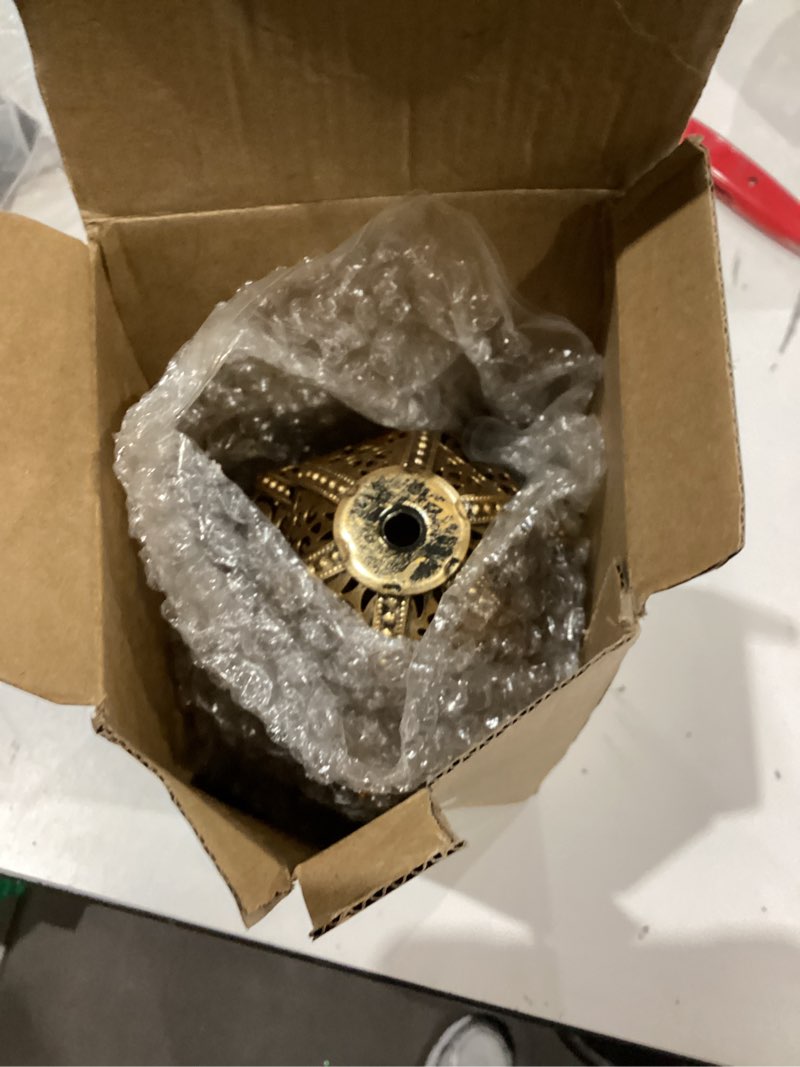 Condition photo showing As Is for Twinkya Hanging Solar Lights Outdoor Garden Decorative Solar Lantern Waterproof Metal Moroccan Outdoor Decorations for Patio Pathway Yard Porch Backyard Garden Decor (Gold, 1 Pack) 1pack Gold