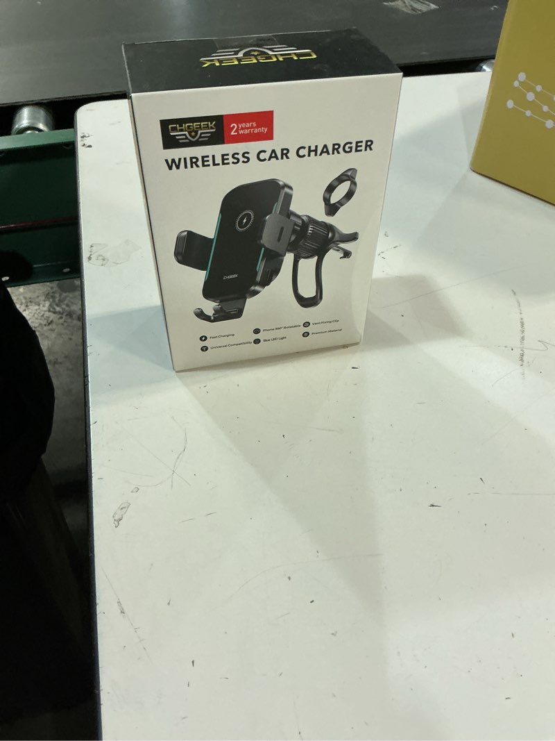 Condition photo showing New/Like New for CHGeek 15W Wireless Car Charger – Auto-Clamping Qi Fast Charging Vent Mount with LED Light; Compatible with iPhone 13-16 & Samsung S22-S24