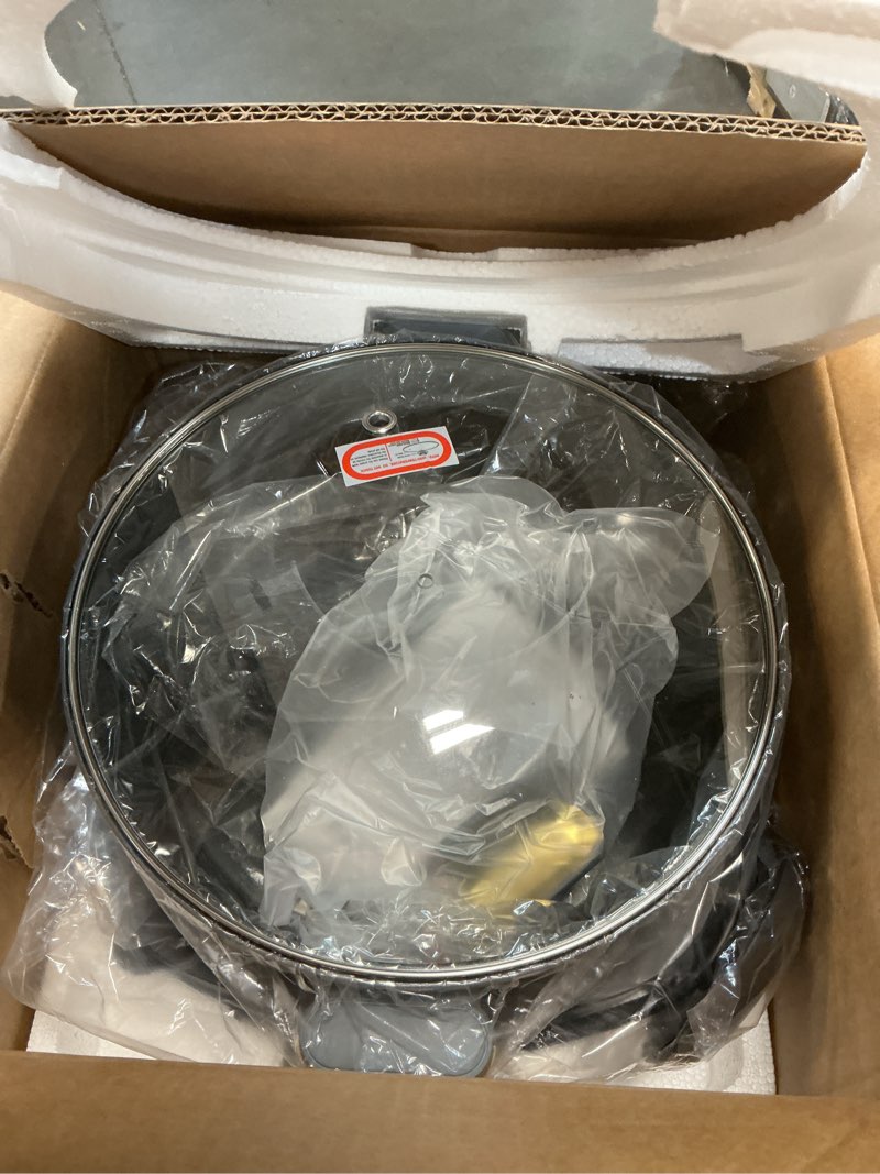 Condition photo showing Good Condition for Dezin Hot Pot Electric with Divider, 6L Double-Flavor Shabu Shabu Pot, Dual Sided Removable Non-Stick Hotpot Pot Electric, 3" Depth Chinese Hot Pot with Multi-Power Control, 2 Silicone Ladles Included Grey