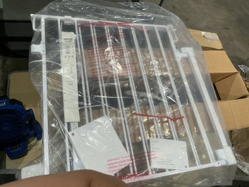 Condition photo showing Good Condition for stairs baby gate, hardware mounted, white