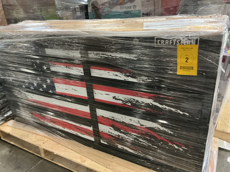 Condition photo showing Good Condition for craftsman  63" wide patriotic 9-drawer workstation