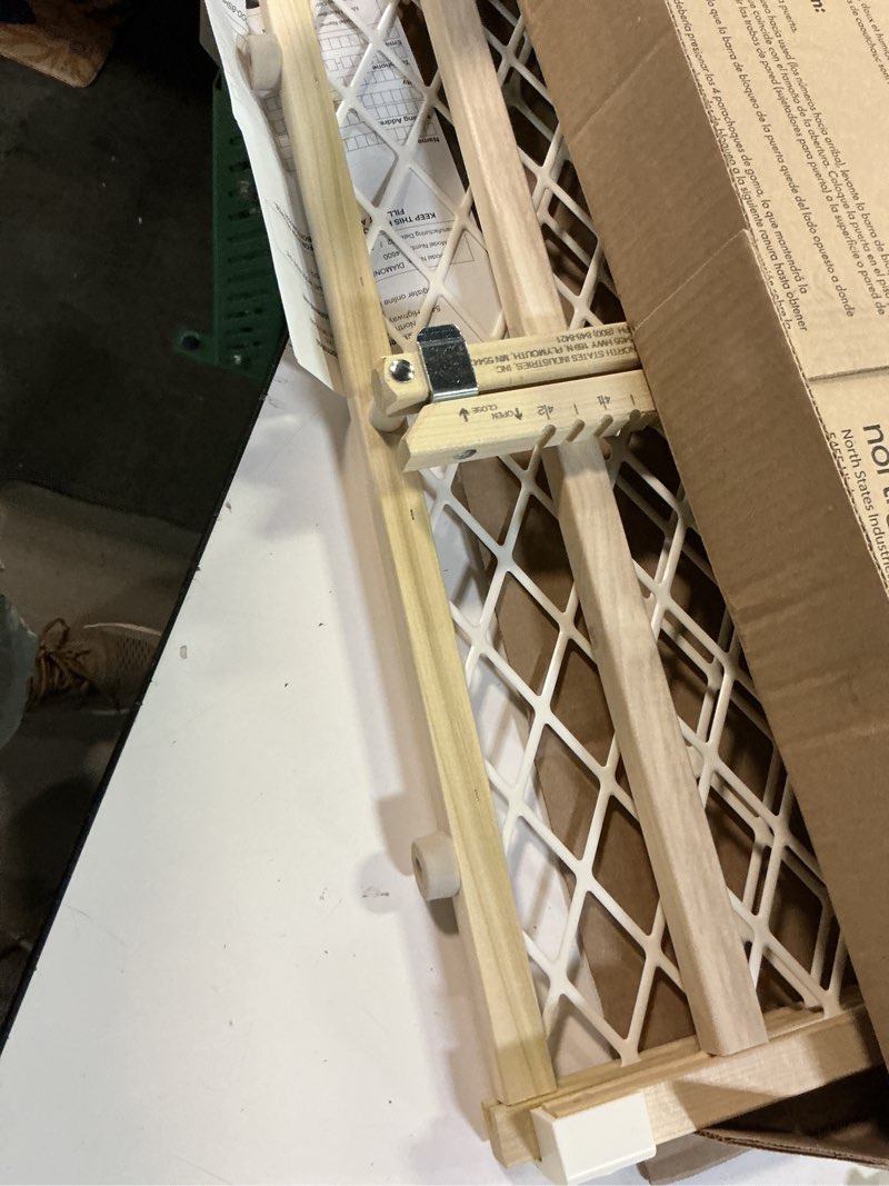Condition photo showing Good Condition for toddleroo by north states - diamond mesh wooden baby gate: pressure mounted baby gate for doorways - adjustable 26.5 to 42 inches wide - 23 inches tall