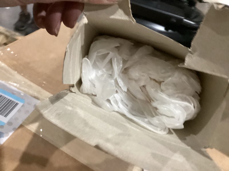 Condition photo showing As Is for gloveworks clear vinyl disposable gloves  4 mil  powdered  small  100