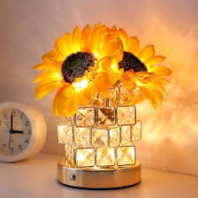 Fussion Sunflower Lamp Gifts for Women, Rechargeable Warm Flowers Night Light, 3 Color Temperature S
