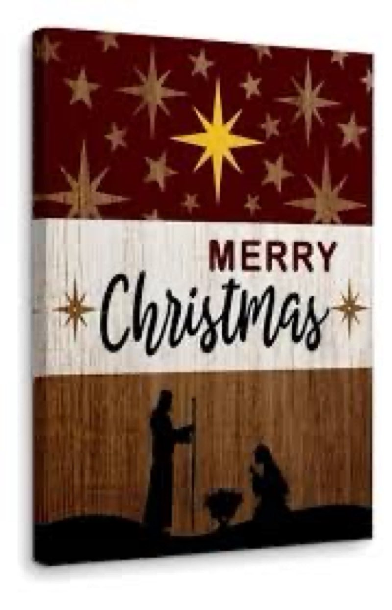 WODMIS Christmas Wall Decor - Merry Sign Framed Canvas Art for Bedroom, Home and Wall Pictures 16x24