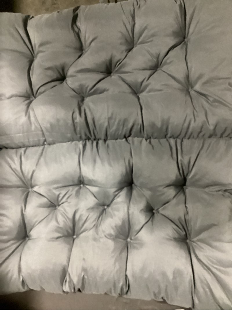 Condition photo showing Good Condition for (similar) porch swing cushion with backrest,waterproof bench cushion for outdoor furniture,2-3 seater replacement thickened swing cushion with ties,patio,outdoor,backyard and garden (dark gray,40x40) dark gray 40x40\"