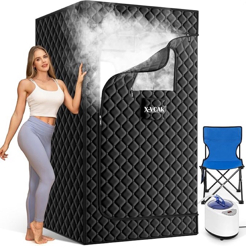 sauna box for relaxation, detoxification, portable steam sauna with 3l large steamer, 9 levels, 2.6’ x 2.6’ x 5.9’