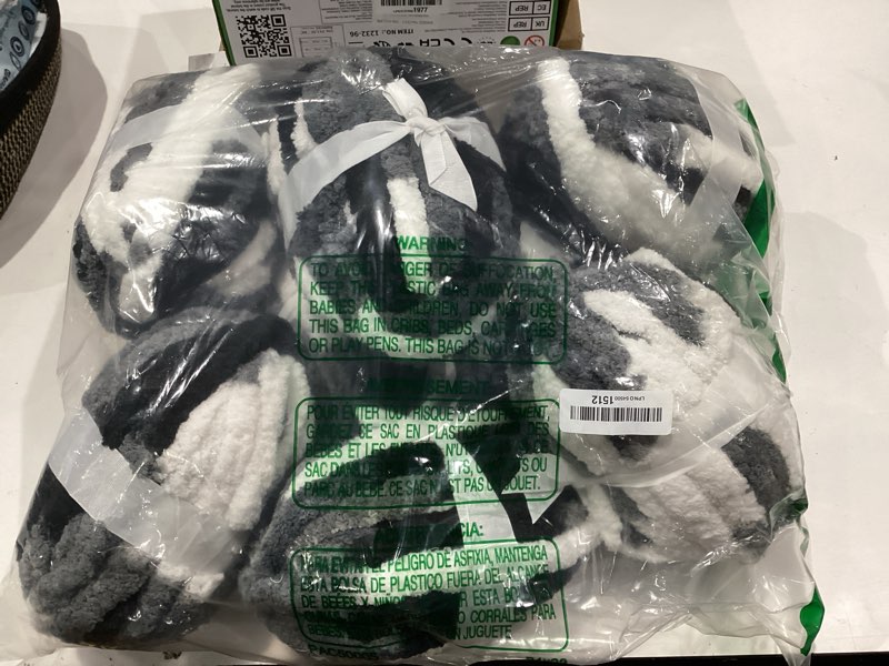 Condition photo showing Good Condition for incomlet))))cozyful chunky yarn for hand knitting - #10 chunky chenille blanket yarn, jumbo big thick chunky yarns for crocheting, tie dye bulky knit yarns, 8 skein (20 yds 8 oz each skein), black & grey & white 8 pack black & grey & white
