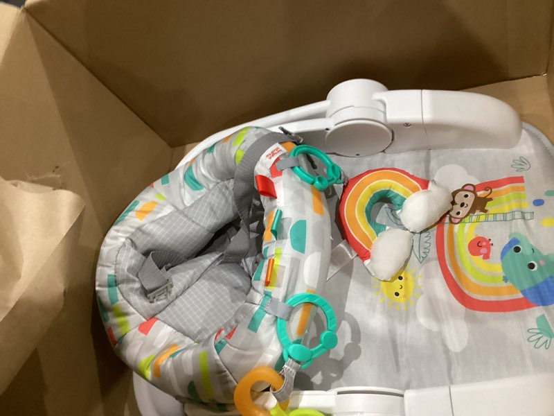 Condition photo showing Good Condition for Bright Starts Learn-to-Sit Baby Floor Seat, 2-Positions Grow with Infant, Portable Baby Chair, Includes Sensory Toys, Unisex, 4-12 Months, Playful Paradise Multicolored