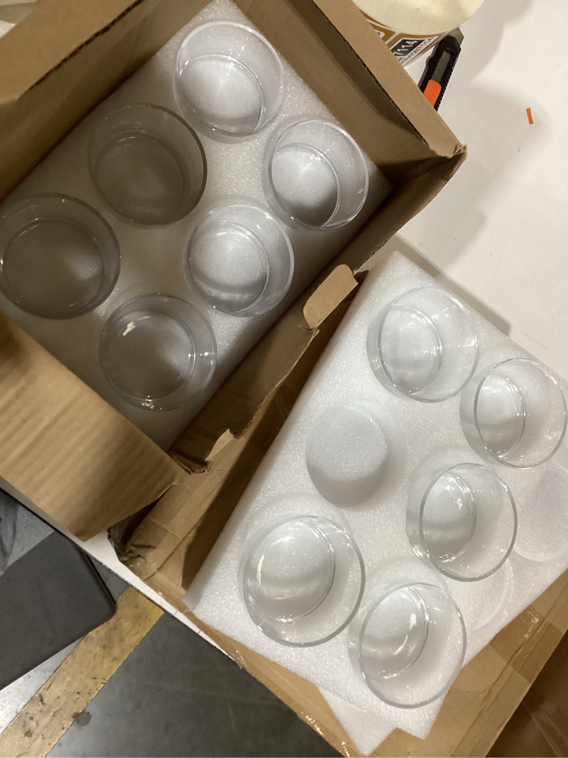 Condition photo showing As Is for lawei 12 pack 3.5 inch glass dessert bowls, 6.7 oz small pudding custard cups, thick clear ramekins mini prep bowl container for dips, sauces, desserts, side dishes, pudding, dishwasher freezer safe