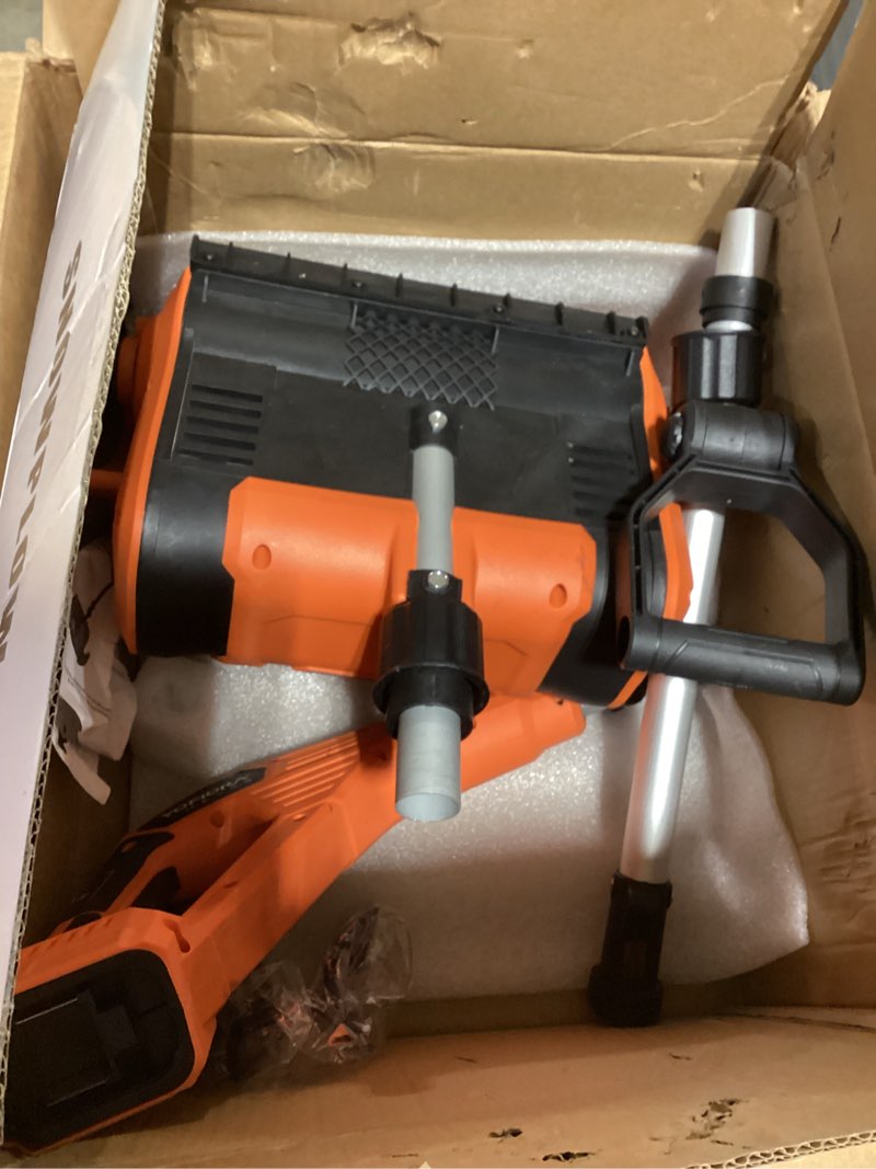 Condition photo showing Good Condition for Incomplete Cordless Snow Shovel, Electric Snow Shovel 12\" Width 6.7\" Depth Cleaning and 20ft Throwing Distance, 4 Ah 21V Battery Brushless Snow Mover with Adjustable Front Handle for Driveway, Steps, Patio Orange