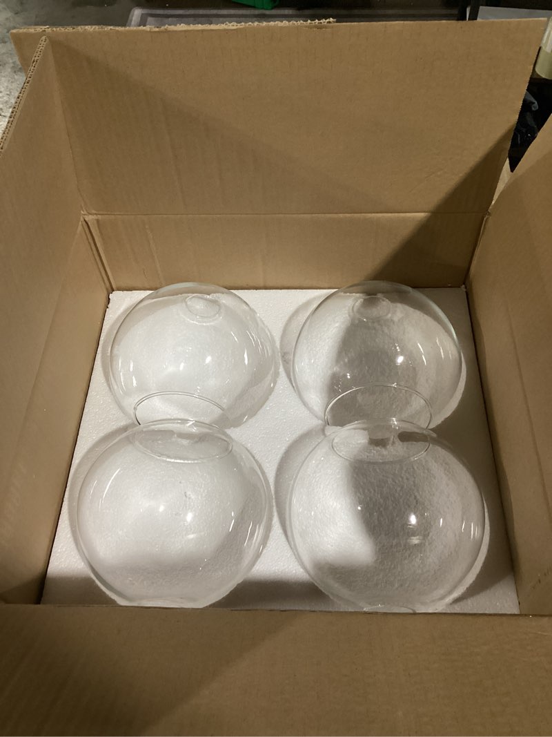 Condition photo showing New/Like New for 4 pack fixture replacement globe shade 8 inch diameter e26 base 1-5/8 inch fitter round glass globe lampshade cover for pendant wall sconce chandelier vanity light (clear) 4 clear