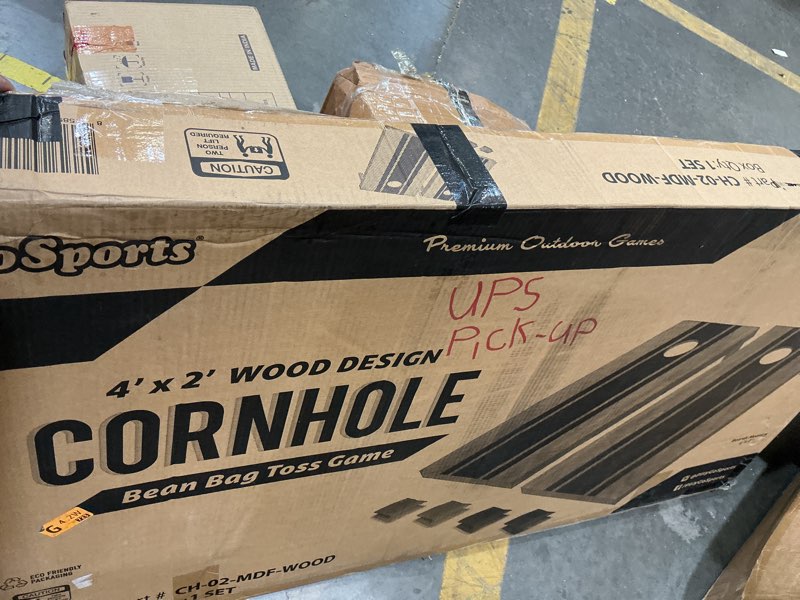 Condition photo showing New/Like New for gosports portable cornhole sets, 8 styles – choose 4 x 2 ft or 3 x 2 ft - boards include 8 bean bags, travel case, and game rules 4 x 2 ft wood design