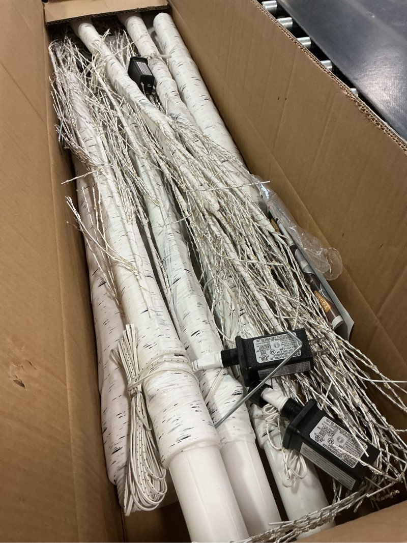 Condition photo showing Good Condition for 5 Pcs 4ft 6ft 8ft Lighted Birch Tree 8 Modes Christmas Artificial LED Warm White Lights Birch Tree for Indoor and Outdoor Home Decor Thanksgiving Holiday Decoration 5 4ft 6ft 8ft