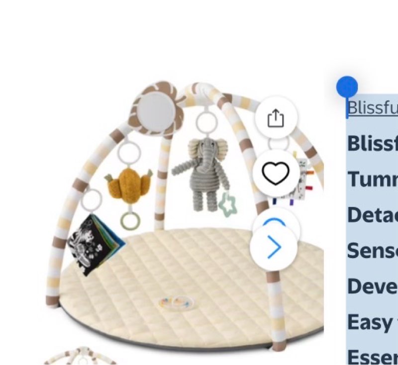 Blissful Diary Blissful Diary Baby Play Gym Mat, Tummy Time Mat with 6 Detachable Toys for Stage-Based Sensory & Motor Skill Development, Baby Activity Mat Easy to Install & Clean, Baby Essentials Gift, Sandy Beige