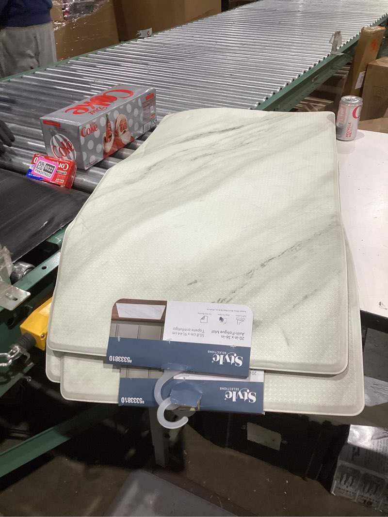 Condition photo showing Good Condition for Cozy Living Anti Fatigue Mat Kitchen Mat Non Slip Stain Resistant Easy Clean 1/2 Inch Thick Kitchen Floor Mats, Marble White 20\" x 36\"