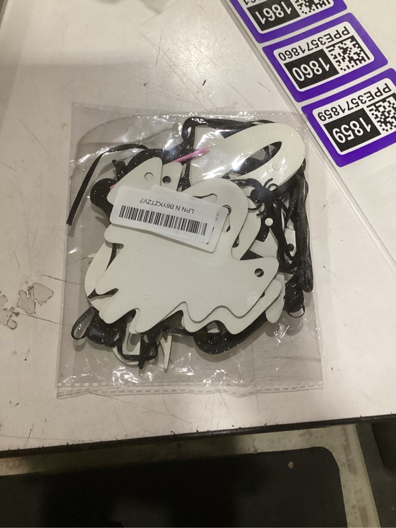 Condition photo showing As Is for four ever spooky banner, halloween 4th birthday decorations, four ever spooky birthday party decorations, halloween bday baby shower party decorations, black glitter